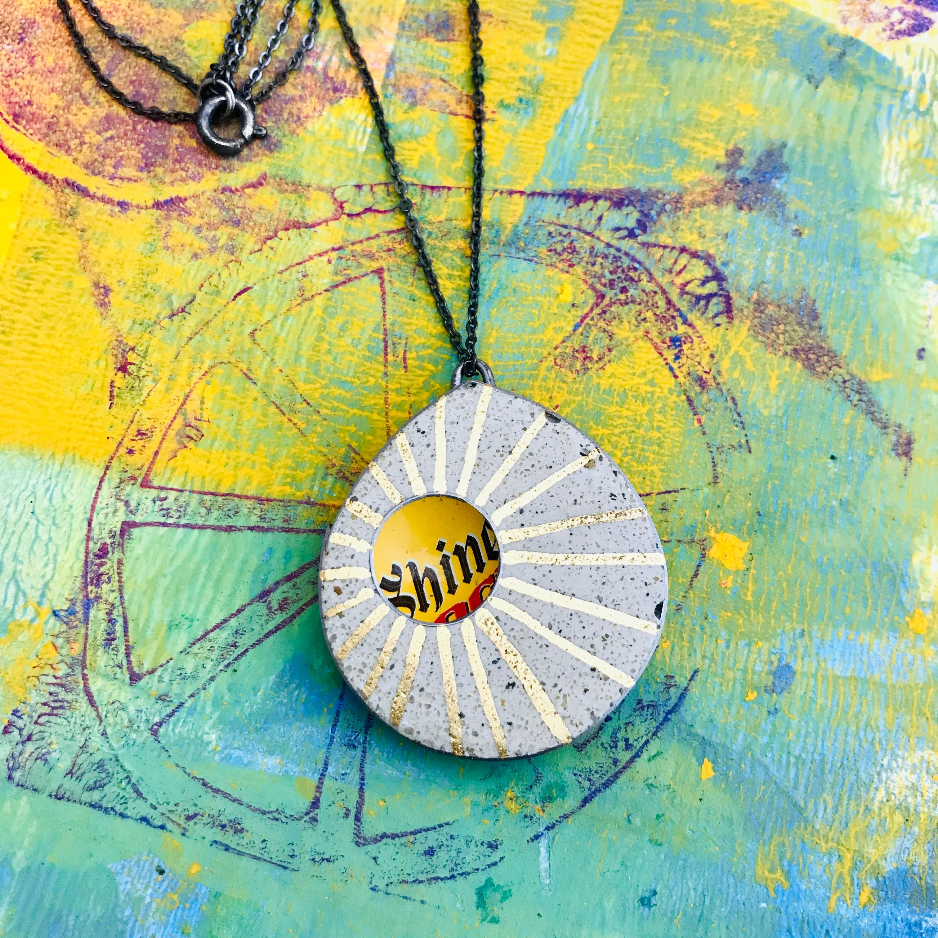 Shine Reversible Concrete & Tin Necklace