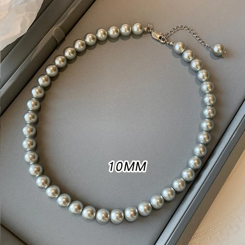 Silver Grey Round Pearl Sweater Chain New Women