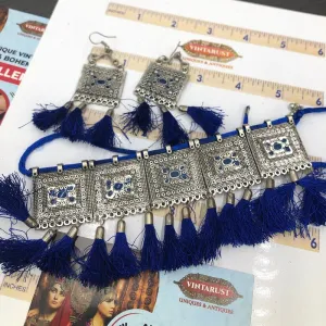 Silver Kuchi Dangling Tassels Jewelry Set