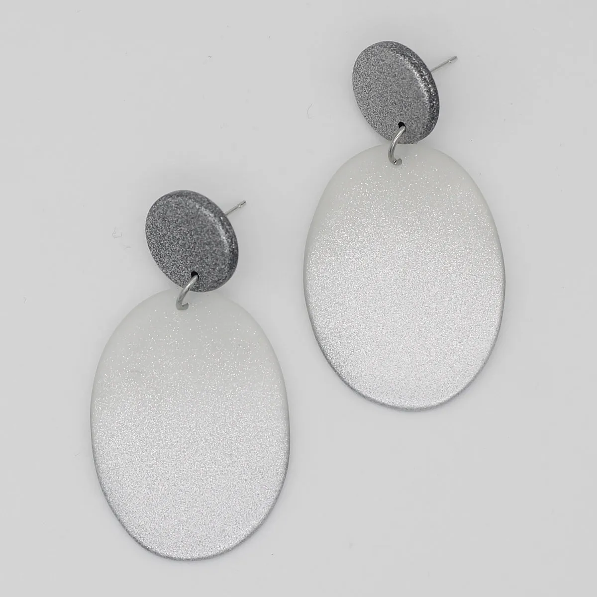 Silver Oval Bailee Drop Earrings