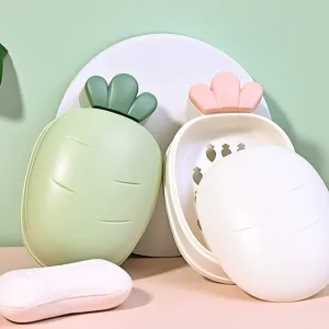 Small Carrot Portable Soap Dish Protector Creative for Home Bathroom