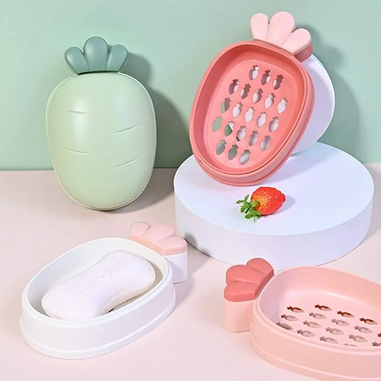 Small Carrot Portable Soap Dish Protector Creative for Home Bathroom
