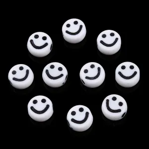 Smiley Beads - White/Black (100)