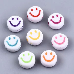 Smiley Beads - White/Colours (100)