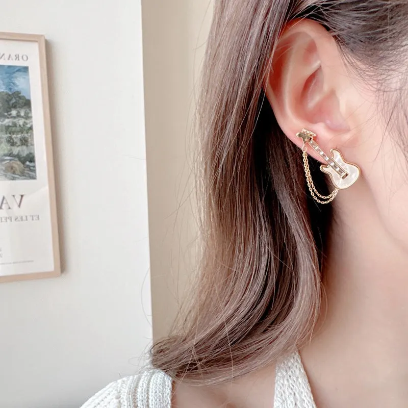 Tassel chain electric guitar earrings