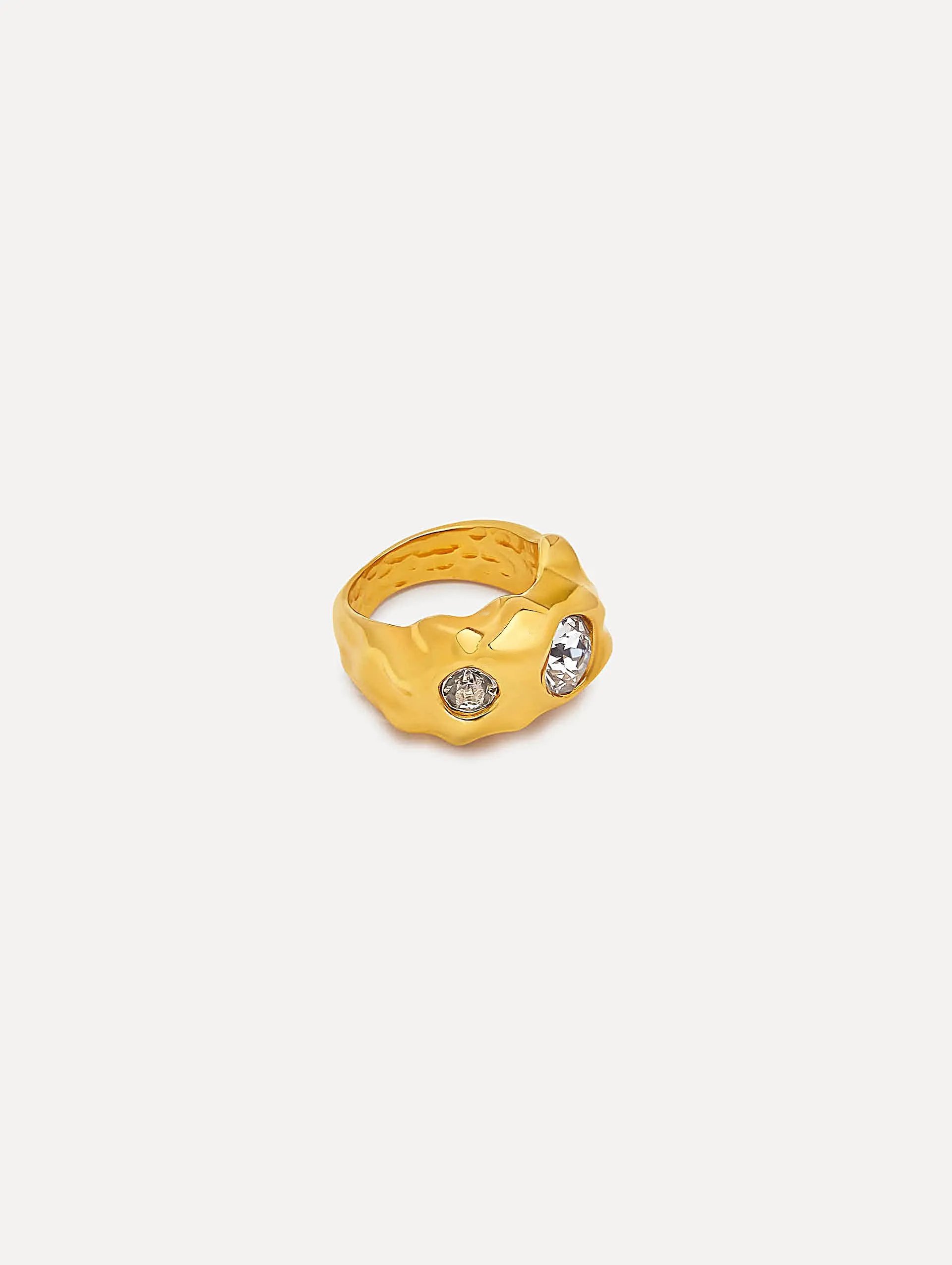 Textured Metal Crystal Ring