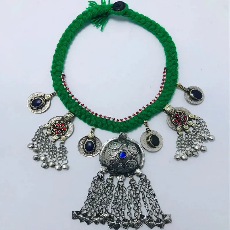 Tribal Handmade With Dangling Tassels and Bells Choker
