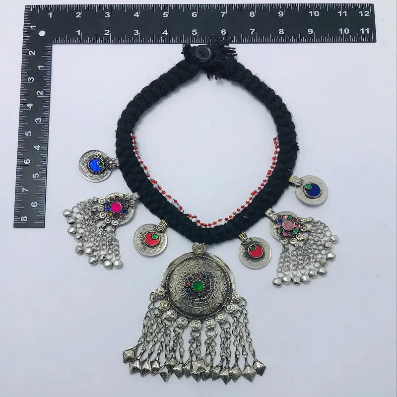 Tribal Handmade With Dangling Tassels and Bells Choker
