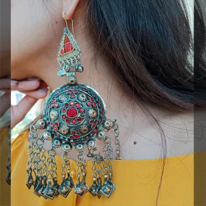 Tribal Oversized Glass Stones Earrings
