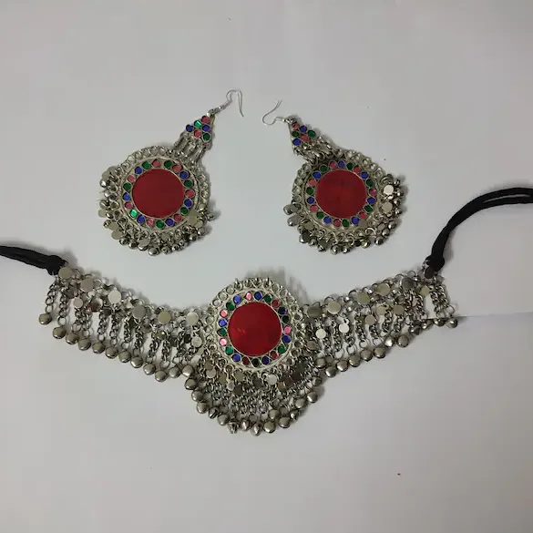 Tribal Vintage Headpiece Matha Patti and Earring Jewelry Set