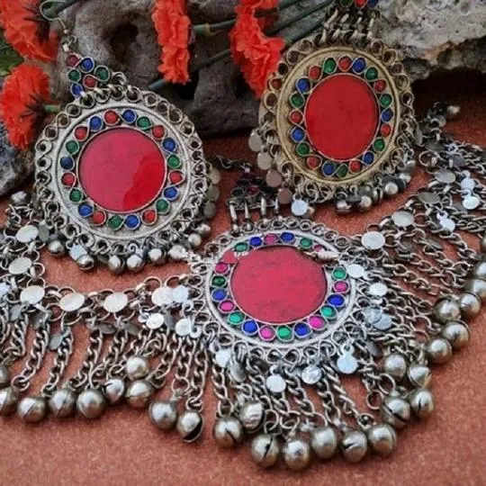 Tribal Vintage Headpiece Matha Patti and Earring Jewelry Set