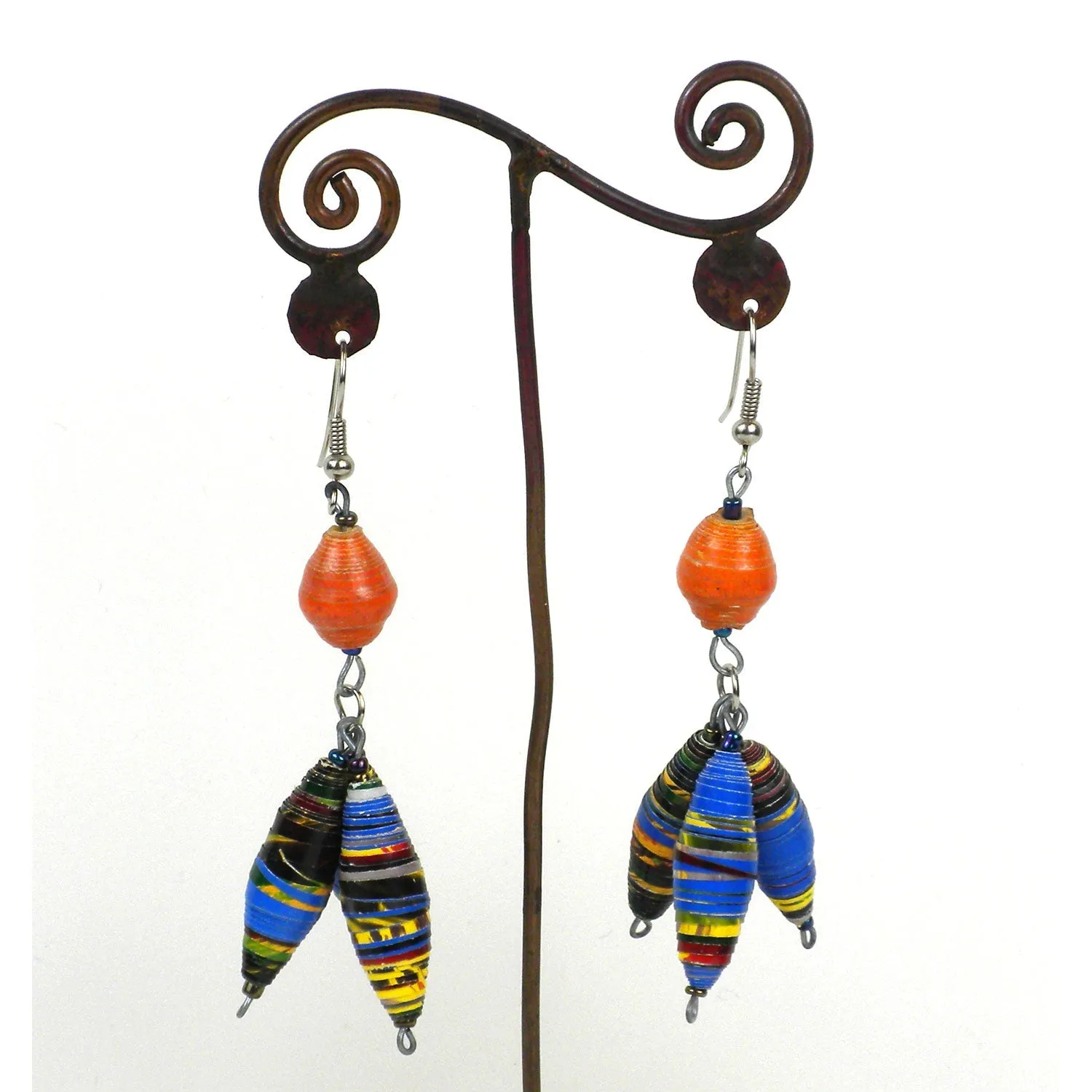 Triple Bead Paper Earrings - Various Colors