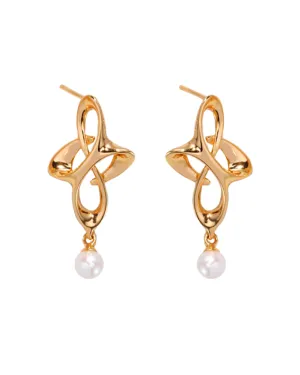 Unity Pearl Drop Earrings - Gold