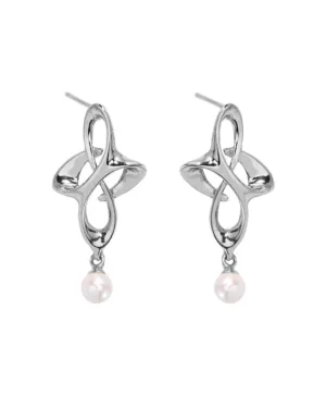 Unity Pearl Drop Earrings - Silver