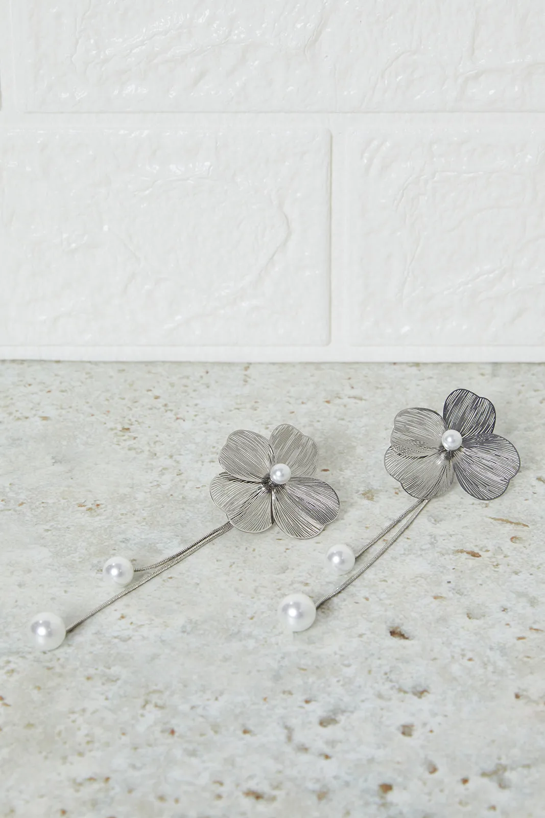 Women Silver Embellished Earrings