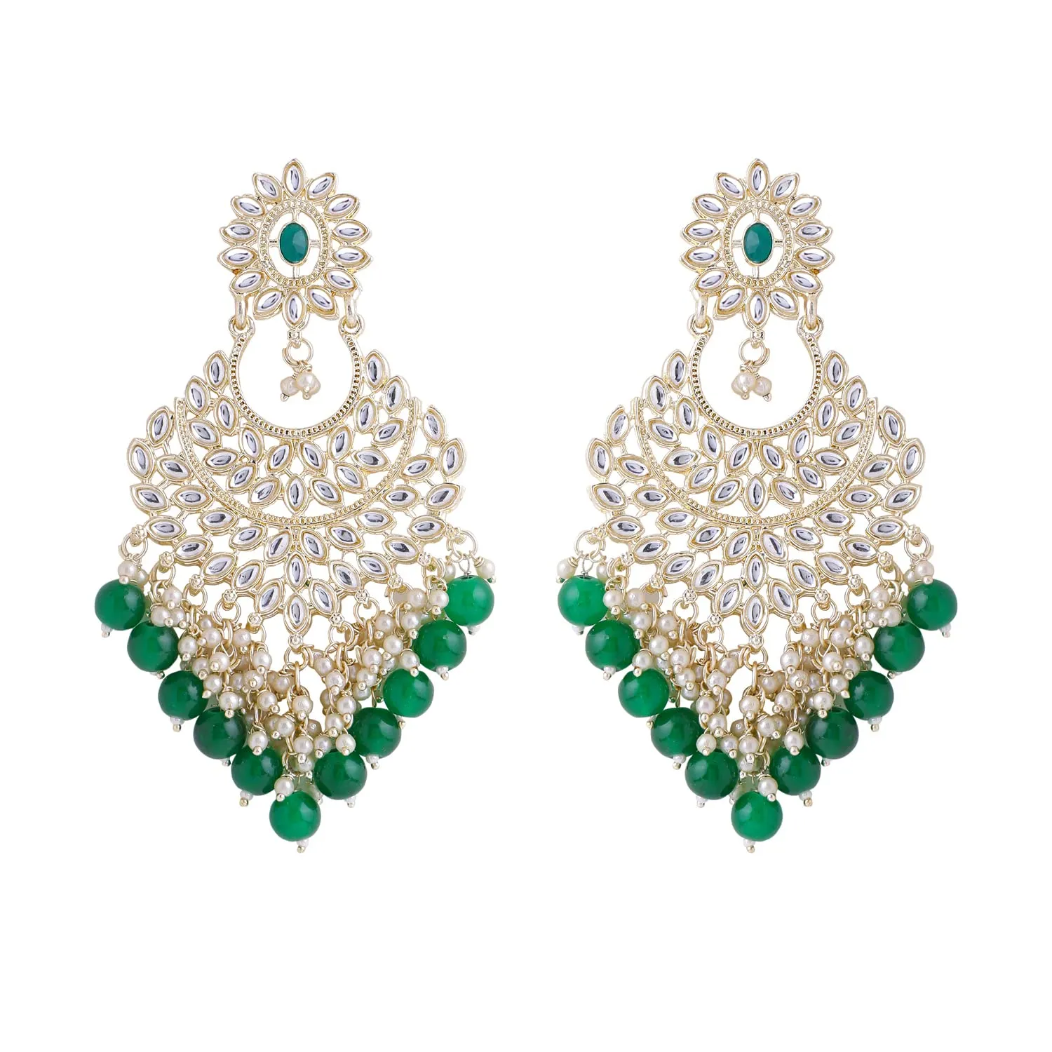 Yellow Chimes Earrings for Women and Girls Kundan Chandbali | Gold Plated Kundan Studded Beads Drop Chandbali Earrings | Birthday Gift for girls and women Anniversary Gift for Wife
