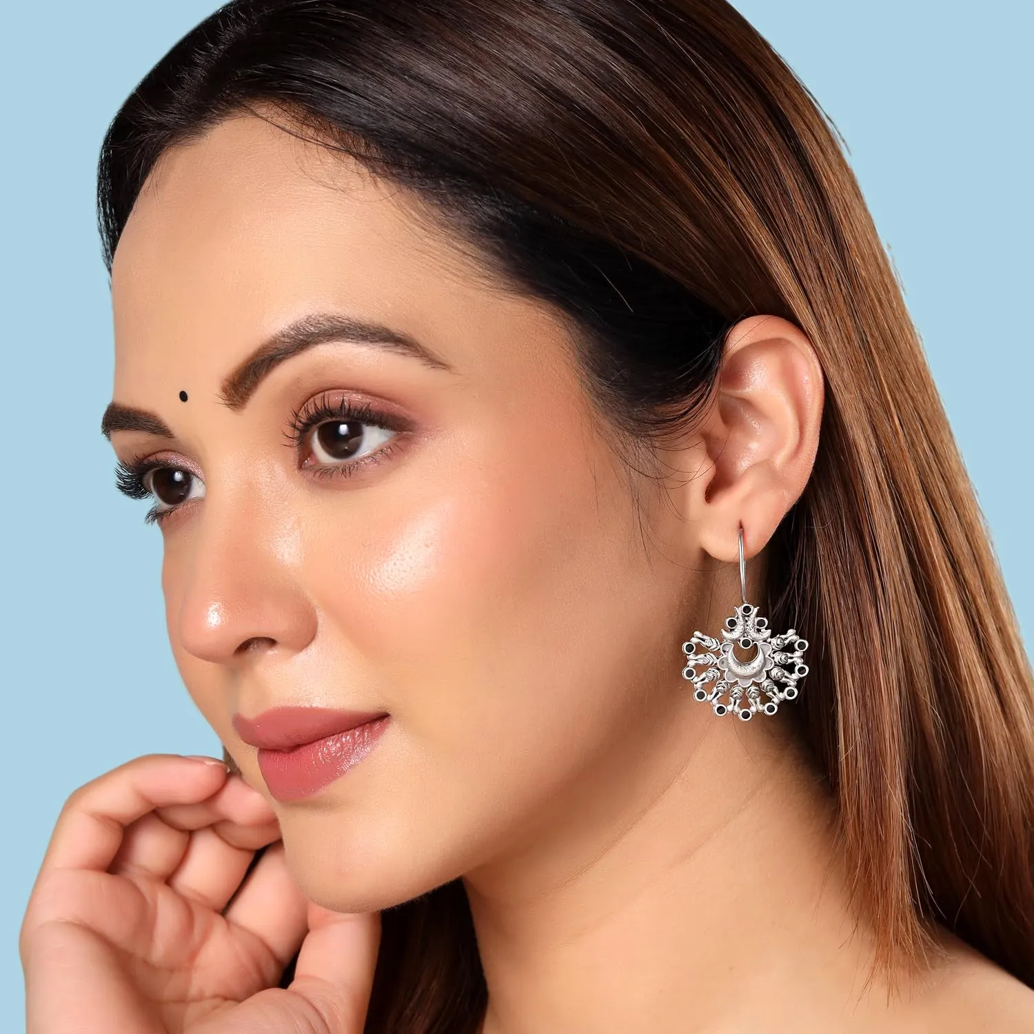 Yellow Chimes Earrings for Women and Girls Silver Oxidised Drop | Silver Oxidised Drop Earrings | Birthday Gift For girls and women Anniversary Gift for Wife