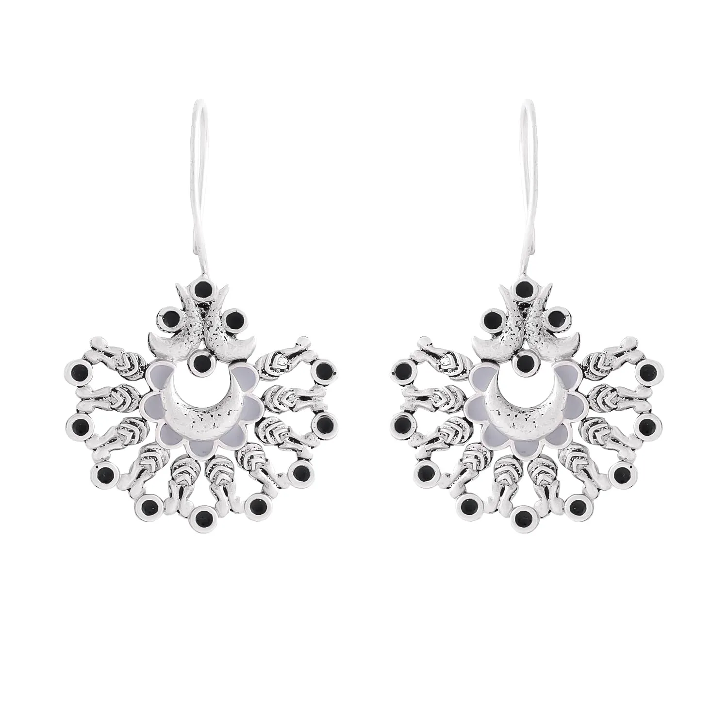 Yellow Chimes Earrings for Women and Girls Silver Oxidised Drop | Silver Oxidised Drop Earrings | Birthday Gift For girls and women Anniversary Gift for Wife