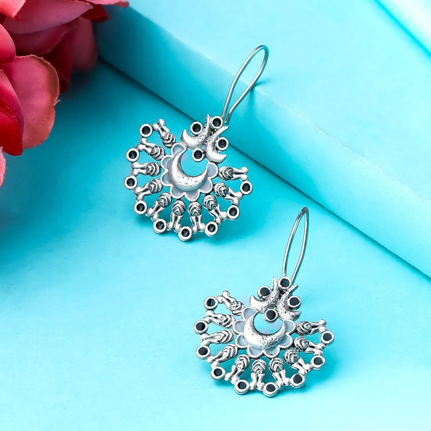 Yellow Chimes Earrings for Women and Girls Silver Oxidised Drop | Silver Oxidised Drop Earrings | Birthday Gift For girls and women Anniversary Gift for Wife