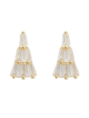 Yellow Chimes Earrings for Women and Girls Studs for Girls Gold Toned White Crystal Stud Earrings | Birthday Gift for girls and women Anniversary Gift for Wife