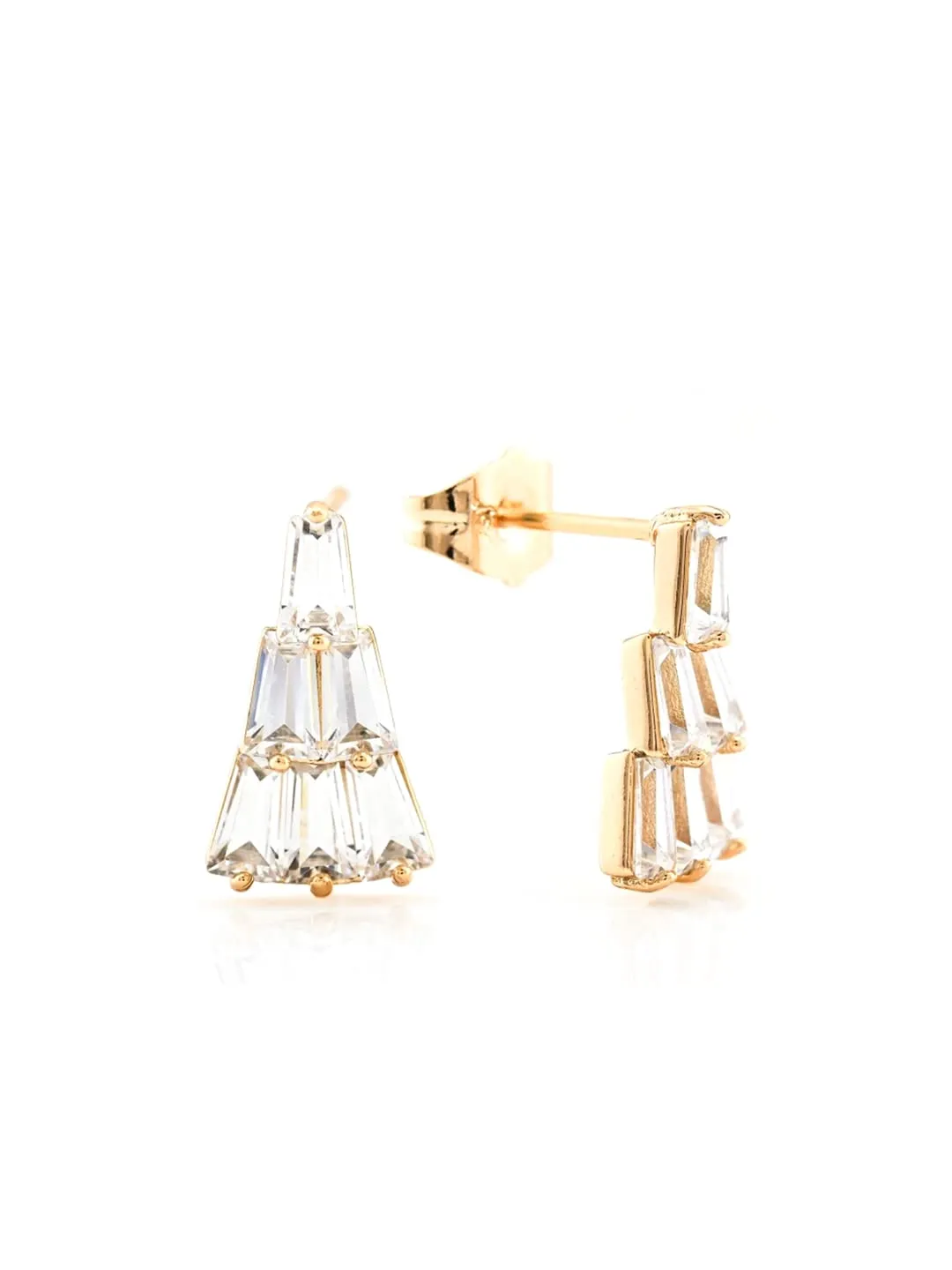 Yellow Chimes Earrings for Women and Girls Studs for Girls Gold Toned White Crystal Stud Earrings | Birthday Gift for girls and women Anniversary Gift for Wife
