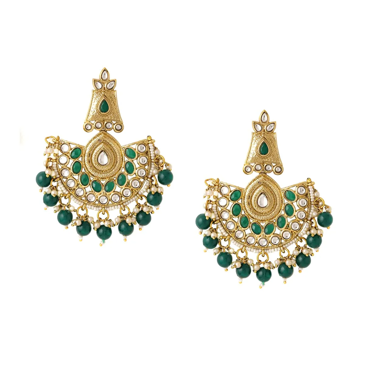 Yellow Chimes Earrings for Women and Girls Traditional Kundan Studded Chandbali | Gold Plated | Kundan Stone Chandbali Earrings | Birthday Gift for girls and women Anniversary Gift for Wife